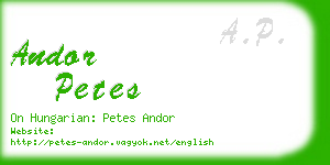 andor petes business card